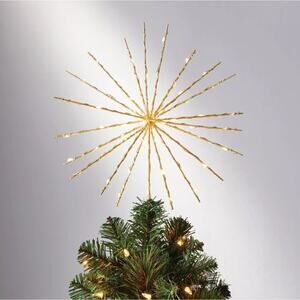 Twinkling Starburst Spikes Christmas Tree Topper 14"in 70 Lights Lit Light Up